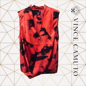 Sleeveless Surplice ruby Blouse